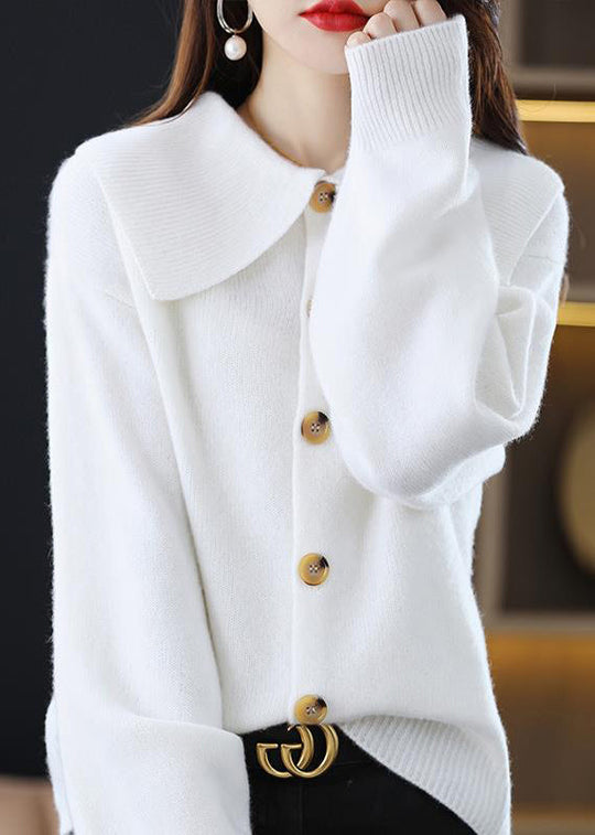 Damen Strickjacke mit Peter-Pan-Kragen und Knopfverschluss für Herbst und Winter 2