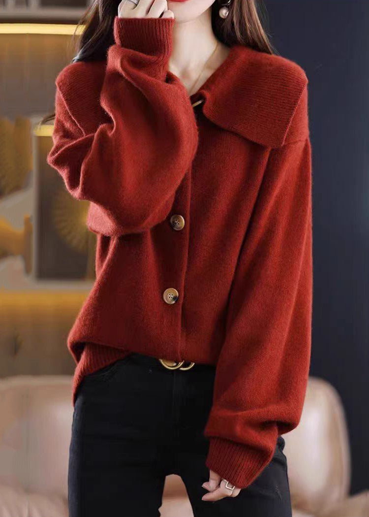 Damen Strickjacke mit Peter-Pan-Kragen und Knopfverschluss für Herbst und Winter 3