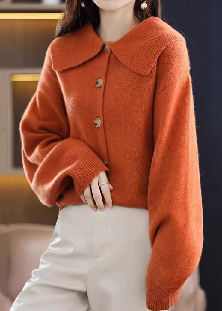 Damen Strickjacke mit Peter-Pan-Kragen und Knopfverschluss für Herbst und Winter 4