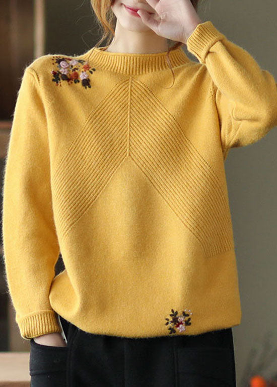 Damen Strickpullover mit Blumenmuster 0
