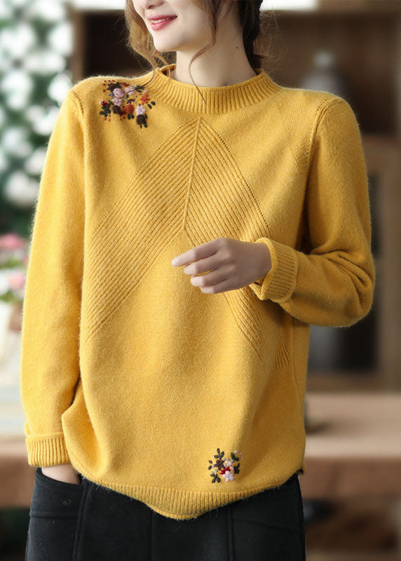 Damen Strickpullover mit Blumenmuster 1