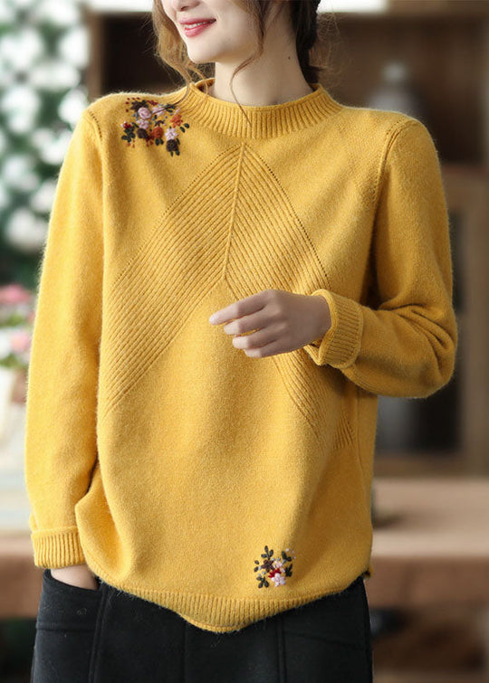 Damen Strickpullover mit Blumenmuster 1