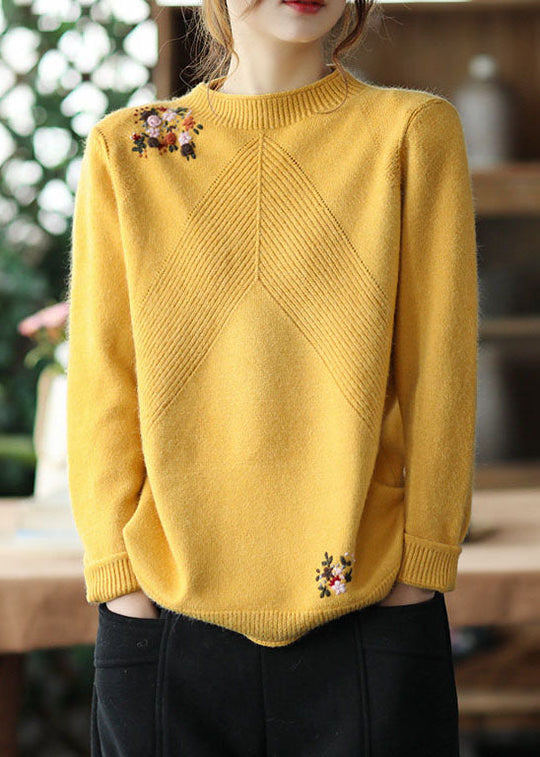Damen Strickpullover mit Blumenmuster 2