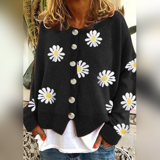 Damen Strickpullover mit Blumenmuster 2