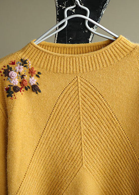 Damen Strickpullover mit Blumenmuster 3