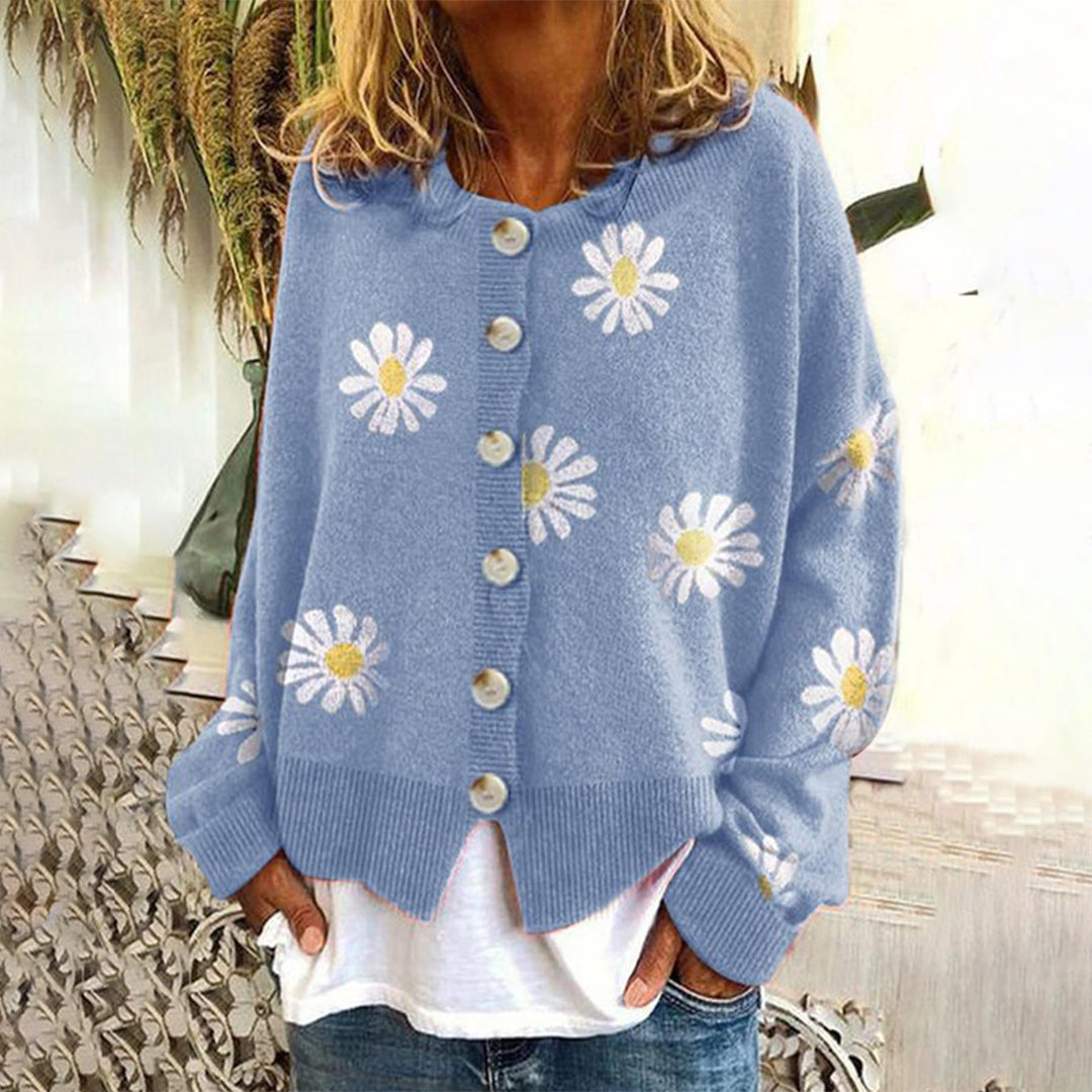 Damen Strickpullover mit Blumenmuster 3