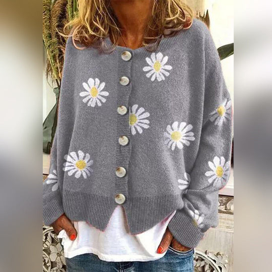 Damen Strickpullover mit Blumenmuster 4