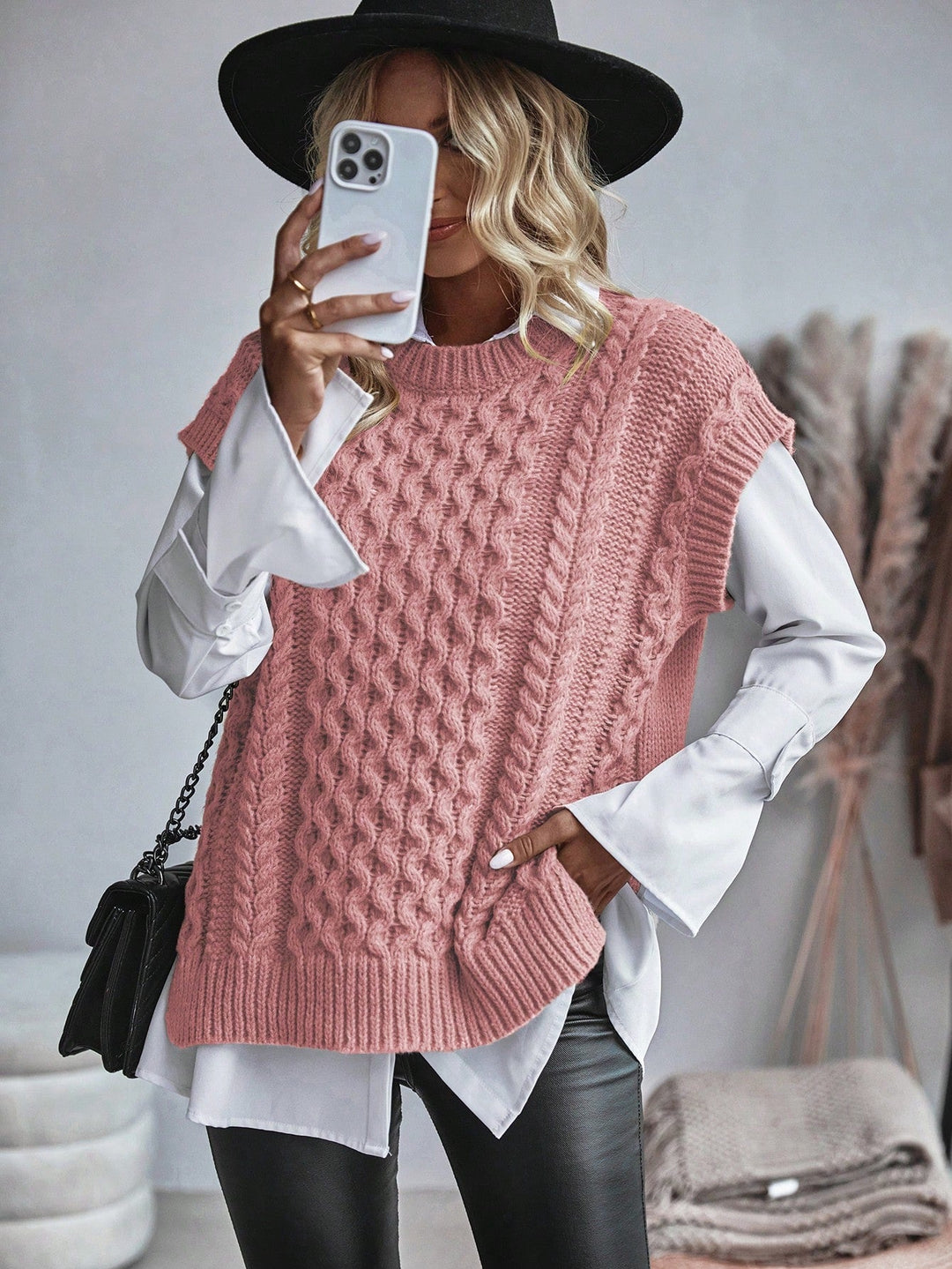 Damen Sweatshirt Kabelmuster Lässig 6