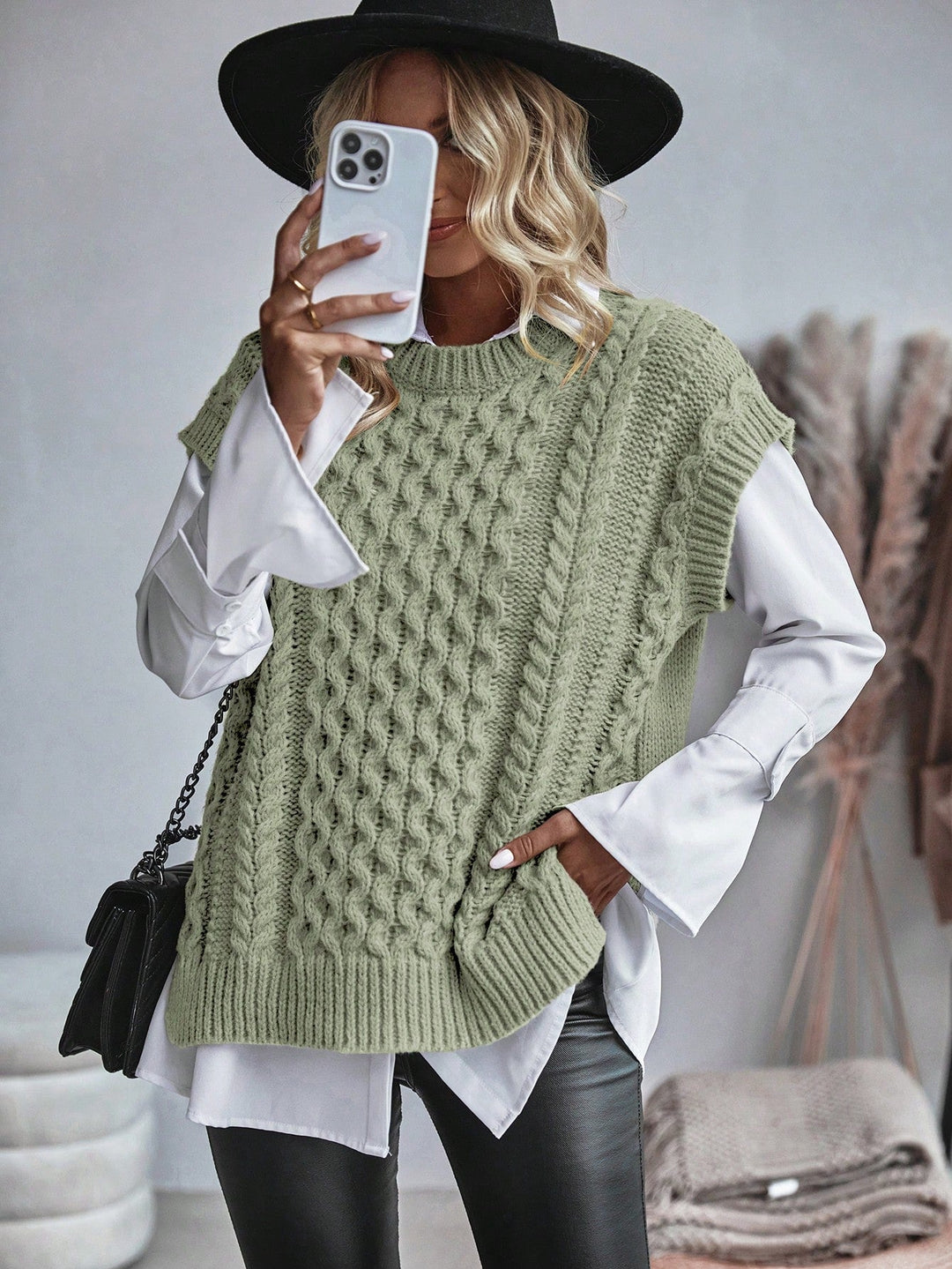 Damen Sweatshirt Kabelmuster Lässig 9