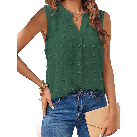 Damen Tanktop Ärmellos V-Ausschnitt Baumwolle Polyester Casual 4