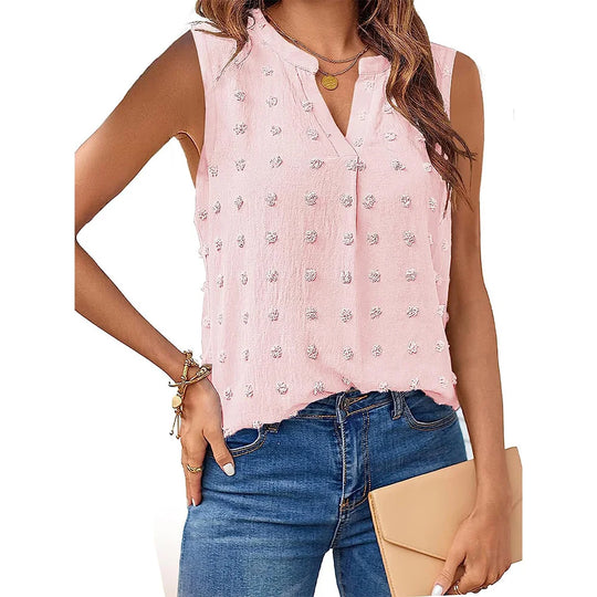 Damen Tanktop Ärmellos V-Ausschnitt Baumwolle Polyester Casual 5