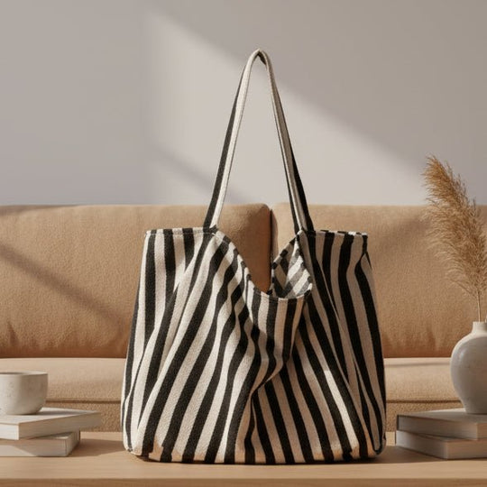 Damen Tasche Gestreift Modern mit Langen Schultergurten für Alltag und Freizeit 1
