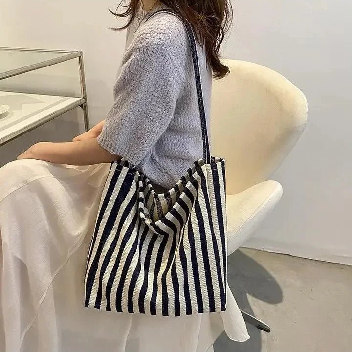 Damen Tasche Gestreift Modern mit Langen Schultergurten für Alltag und Freizeit 2