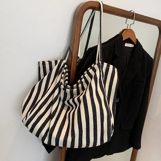 Damen Tasche Gestreift Modern mit Langen Schultergurten für Alltag und Freizeit 5