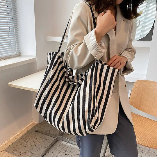 Damen Tasche Gestreift Modern mit Langen Schultergurten für Alltag und Freizeit 6