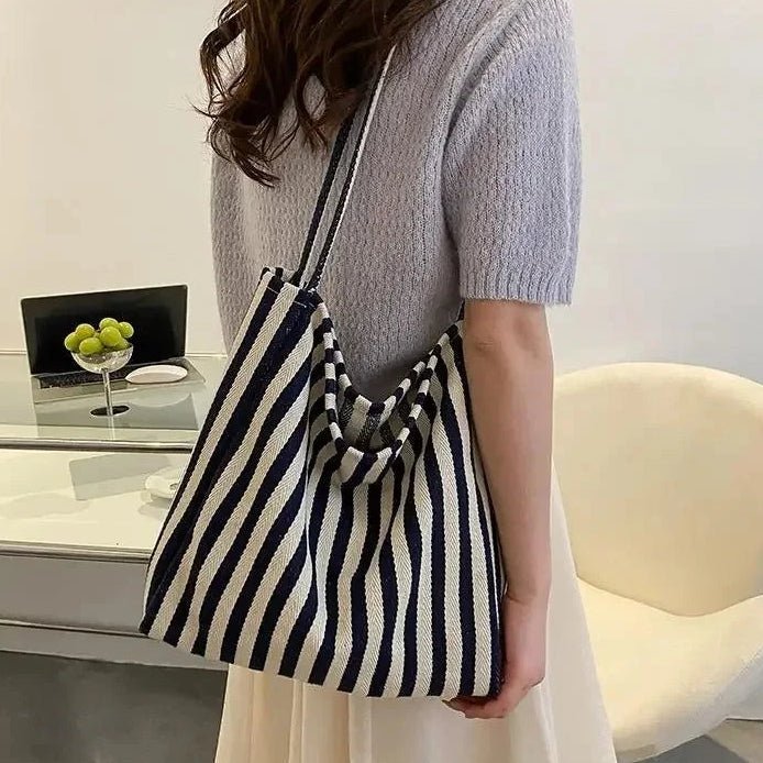 Damen Tasche Gestreift Modern mit Langen Schultergurten für Alltag und Freizeit 7