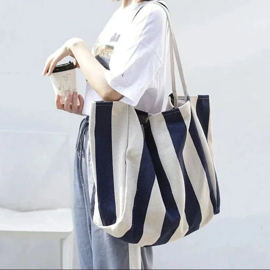 Damen Tasche Gestreift Modern mit Langen Schultergurten für Alltag und Freizeit 8