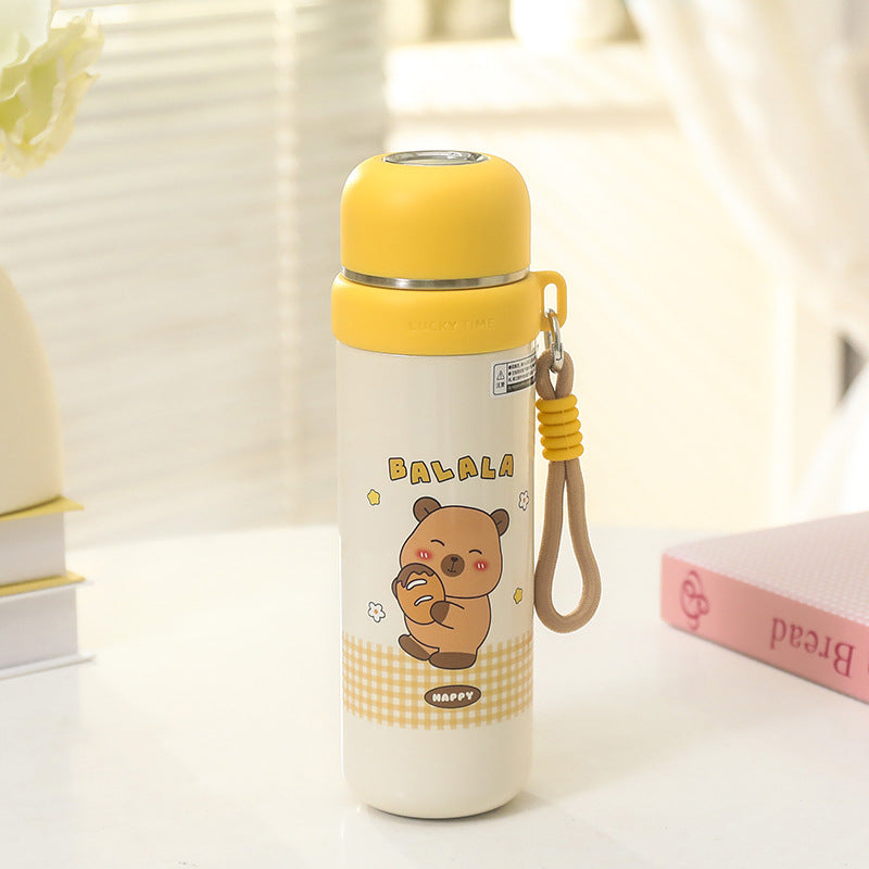 Damen Thermosflasche Bären-Design Auslaufsicher Mit Tragegurt 0