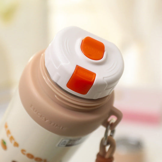Damen Thermosflasche Bären-Design Auslaufsicher Mit Tragegurt 2