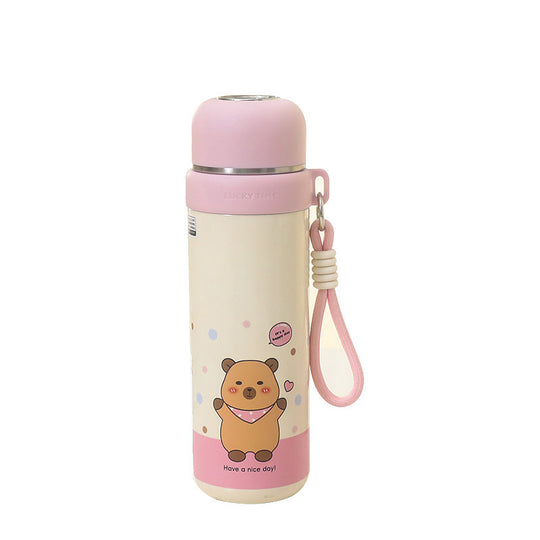 Damen Thermosflasche Bären-Design Auslaufsicher Mit Tragegurt 5