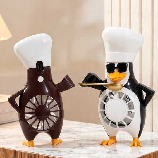 Damen Tischventilator Leise im Pinguin Design - Kompakt und Einstellbare Lüftergeschwindigkeit für Kinderzimmer und Büro 1