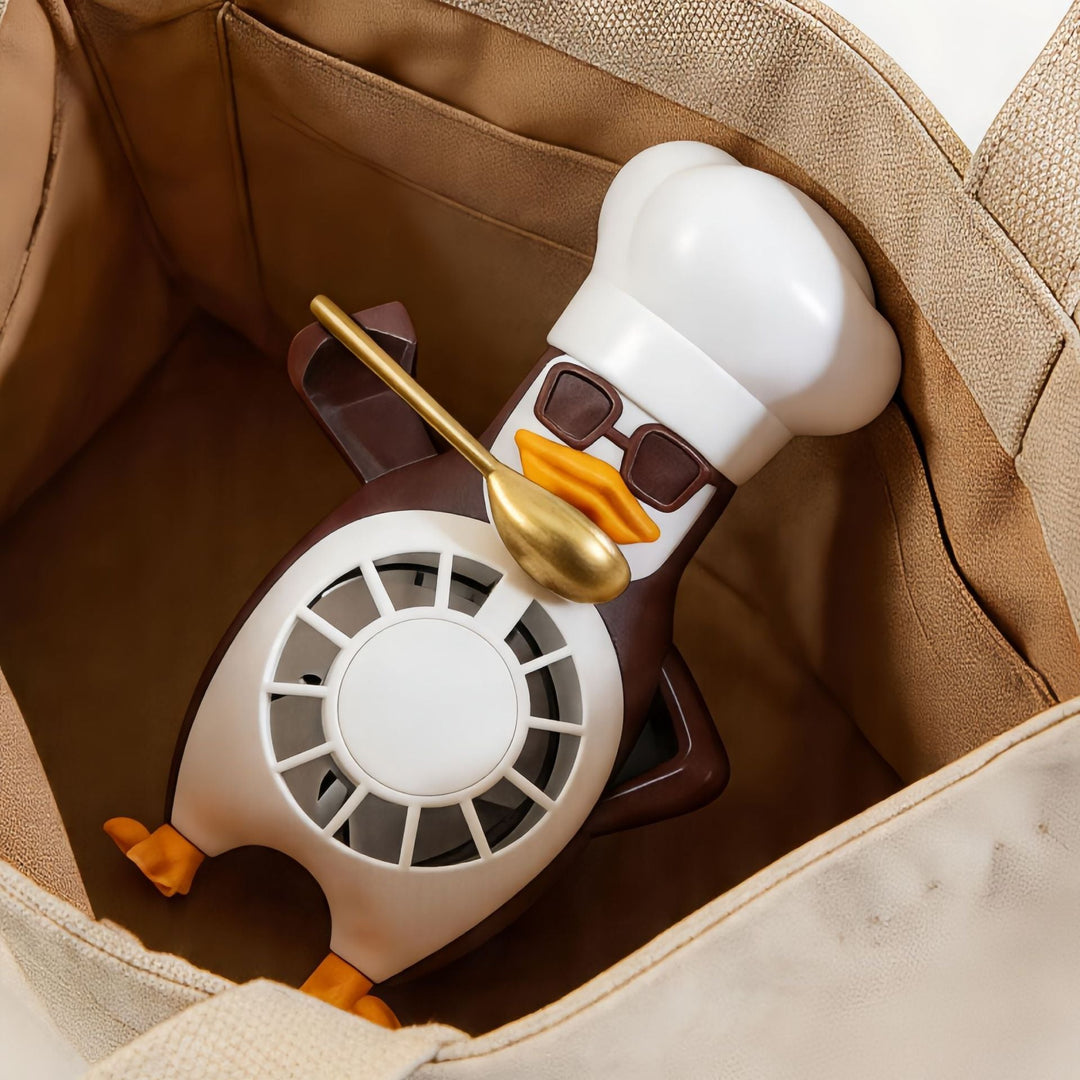 Damen Tischventilator Leise im Pinguin Design - Kompakt und Einstellbare Lüftergeschwindigkeit für Kinderzimmer und Büro 2