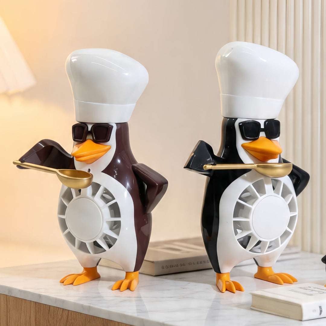 Damen Tischventilator Leise im Pinguin Design - Kompakt und Einstellbare Lüftergeschwindigkeit für Kinderzimmer und Büro 3