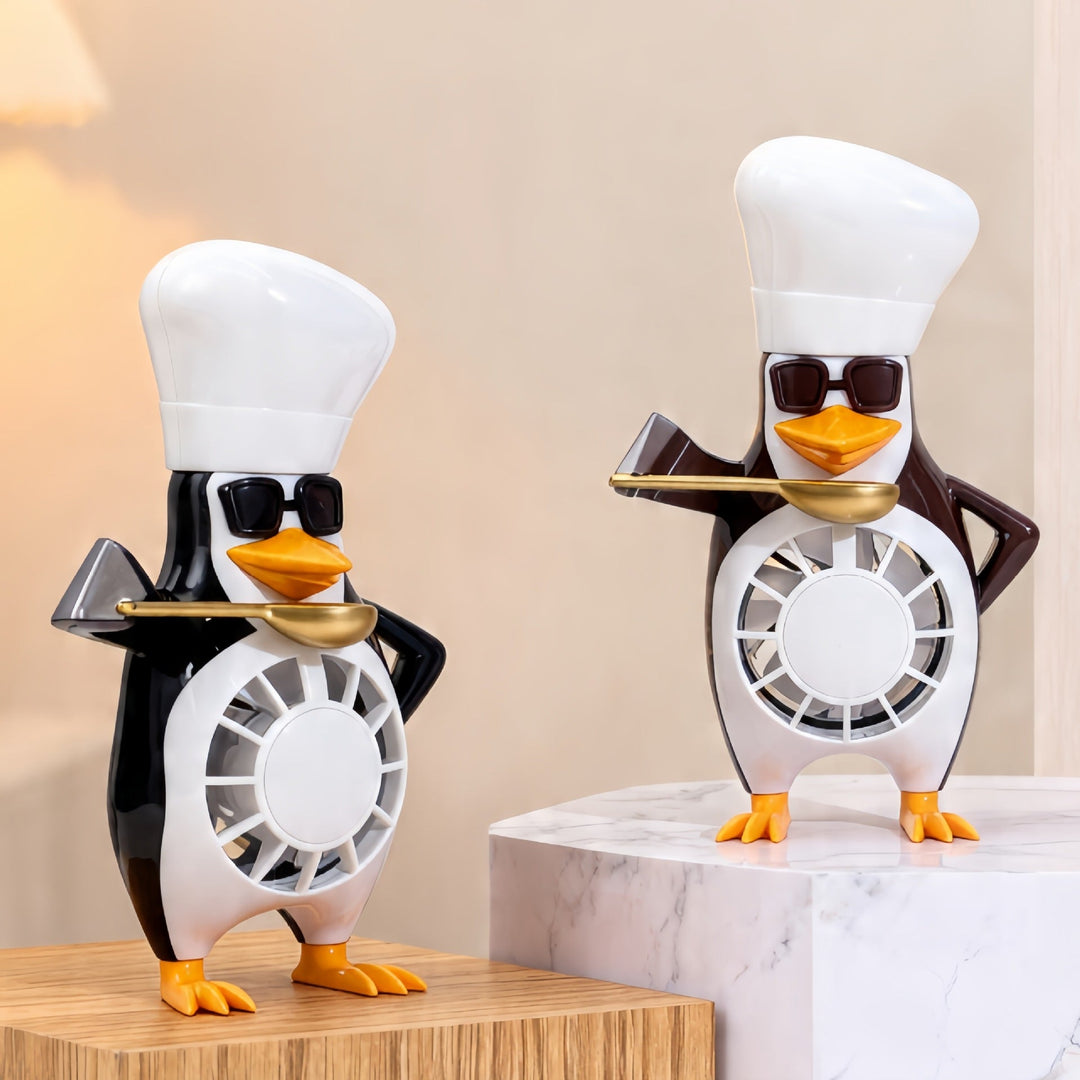 Damen Tischventilator Leise im Pinguin Design - Kompakt und Einstellbare Lüftergeschwindigkeit für Kinderzimmer und Büro 4
