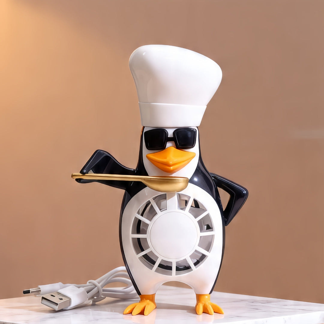 Damen Tischventilator Leise im Pinguin Design - Kompakt und Einstellbare Lüftergeschwindigkeit für Kinderzimmer und Büro 5