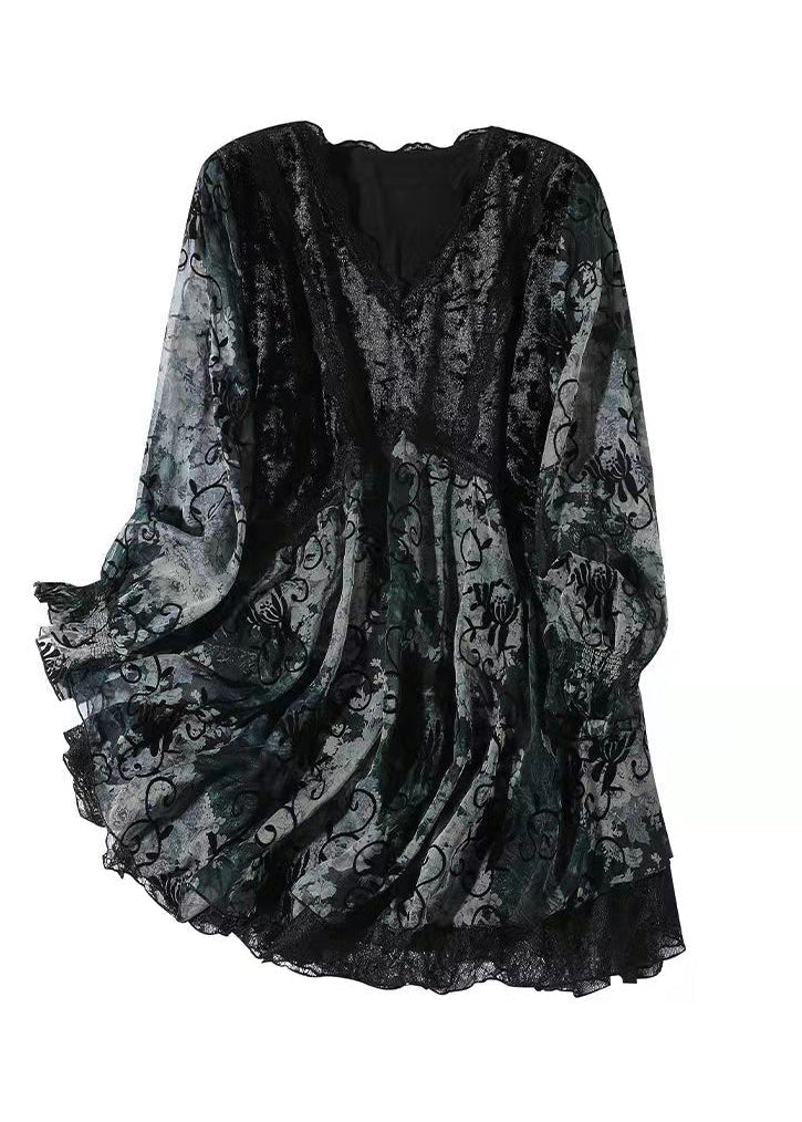 Damen Top V-Ausschnitt Langarm Festlich 4