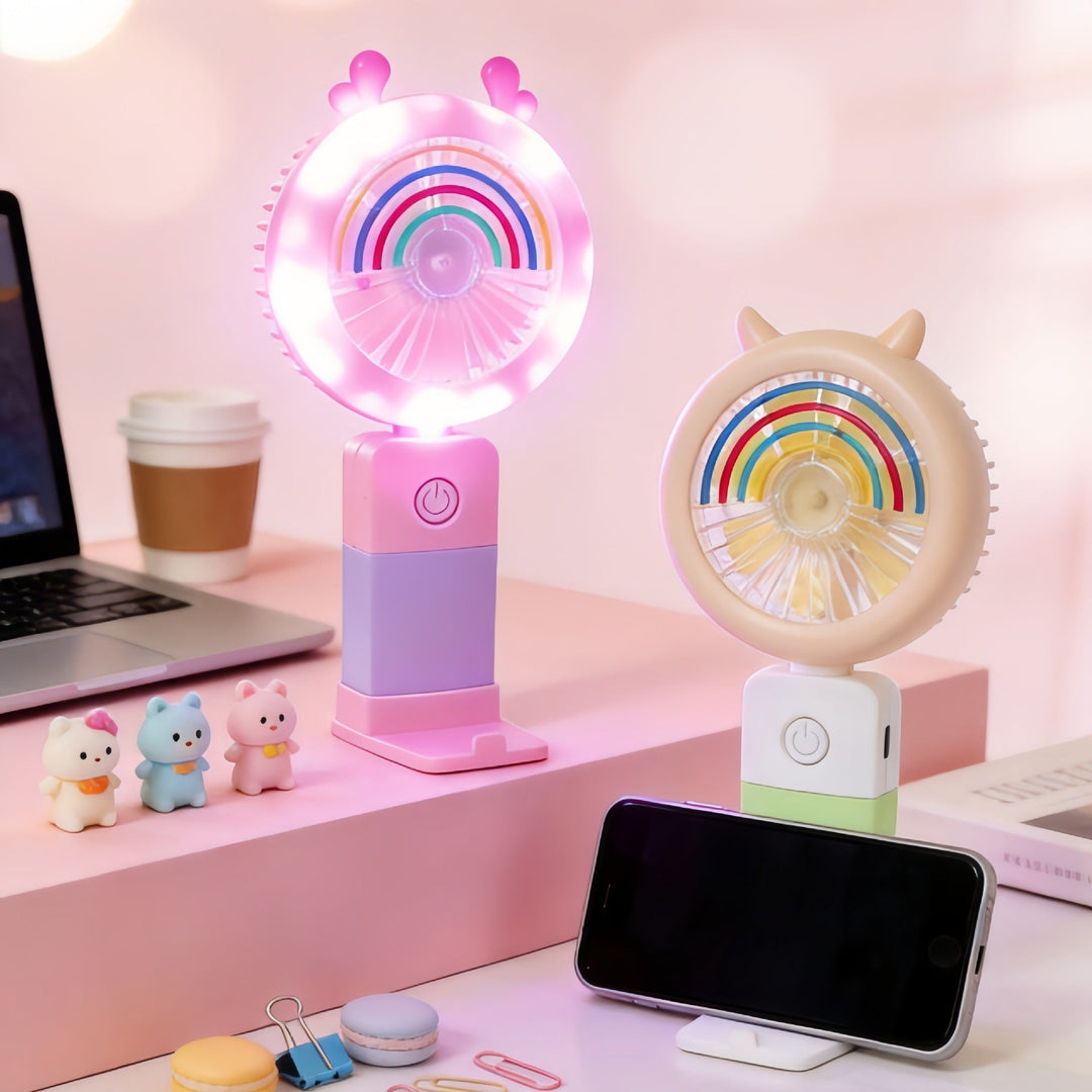 Damen Tragbarer Handventilator mit LED-Lichteffekten 2