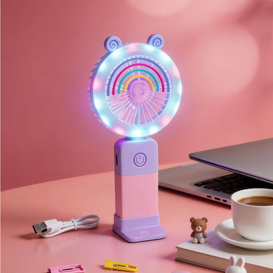 Damen Tragbarer Handventilator mit LED-Lichteffekten 6