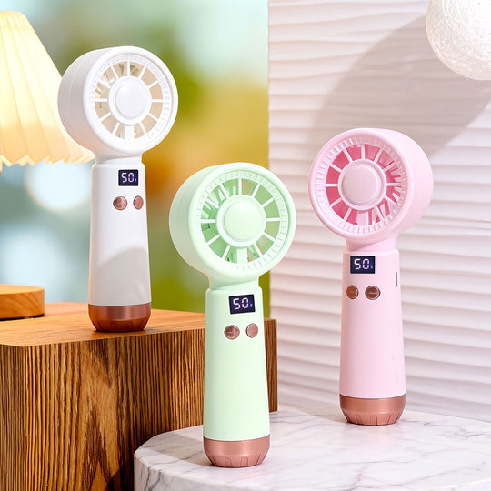 Damen Tragbarer USB-Handventilator mit Temperaturanzeige 1