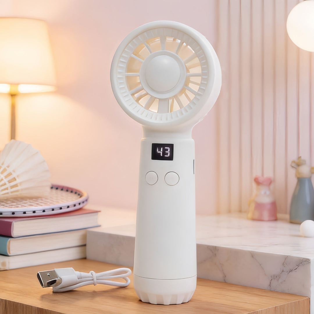 Damen Tragbarer USB-Handventilator mit Temperaturanzeige 7