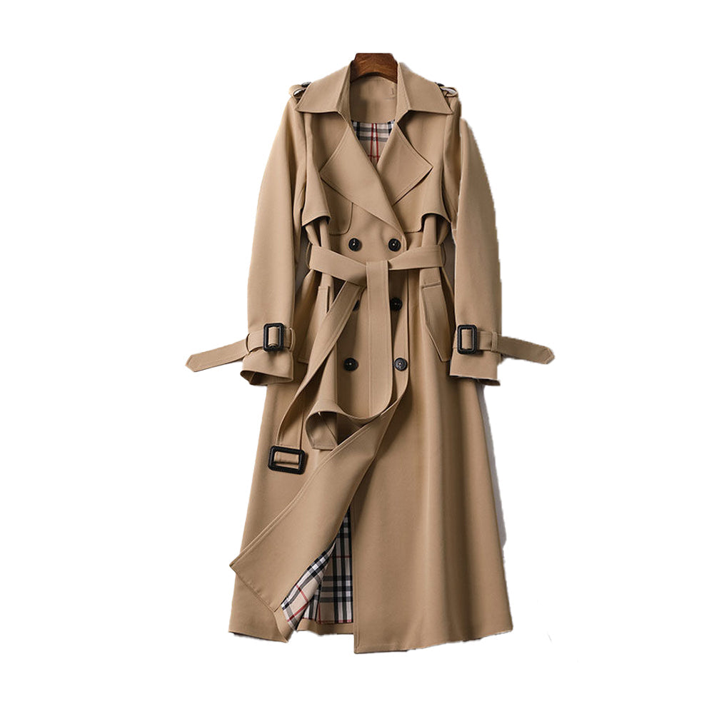 Damen Trenchcoat Doppelknopf-Design 0