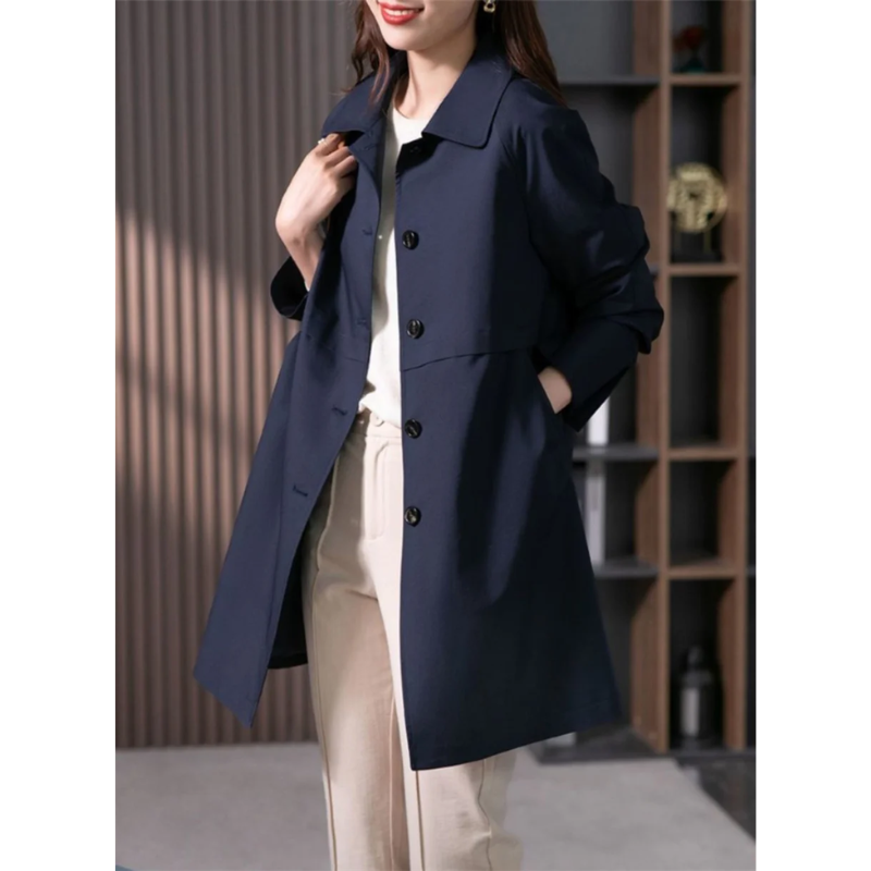 Damen Trenchcoat Klassisch Vielseitig für Büro und Freizeit 1