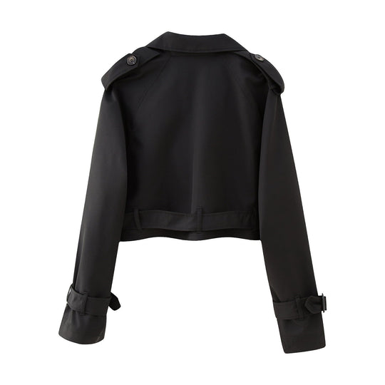 Damen Trenchcoat Kurz Klassisch 3
