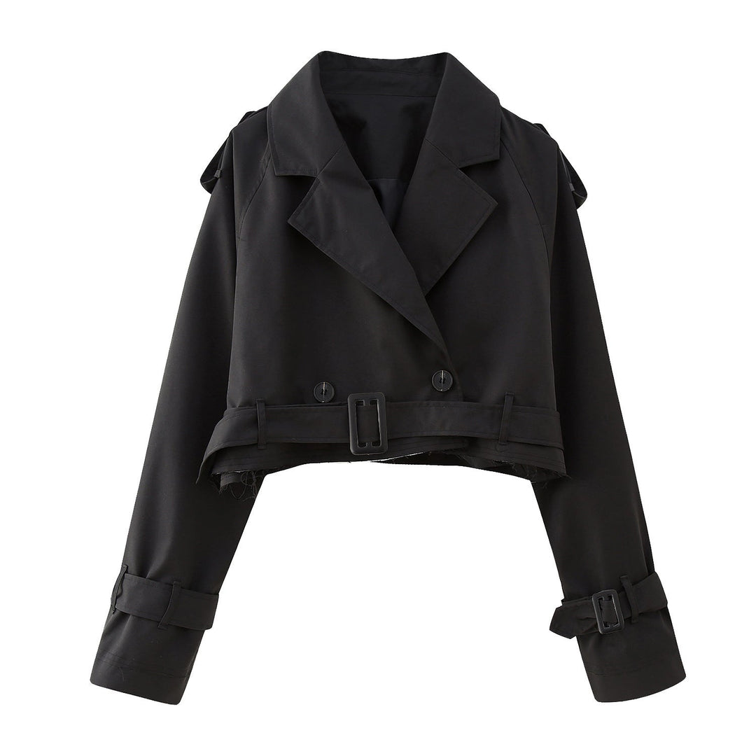 Damen Trenchcoat Kurz Klassisch 8