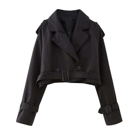 Damen Trenchcoat Kurz Klassisch 8