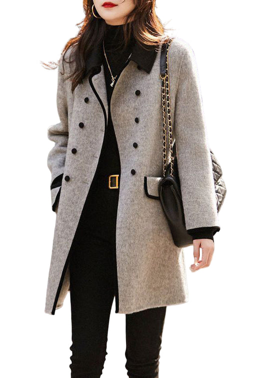 Damen Trenchcoat Zweireihig im Patchwork-Stil für Herbstmode 0