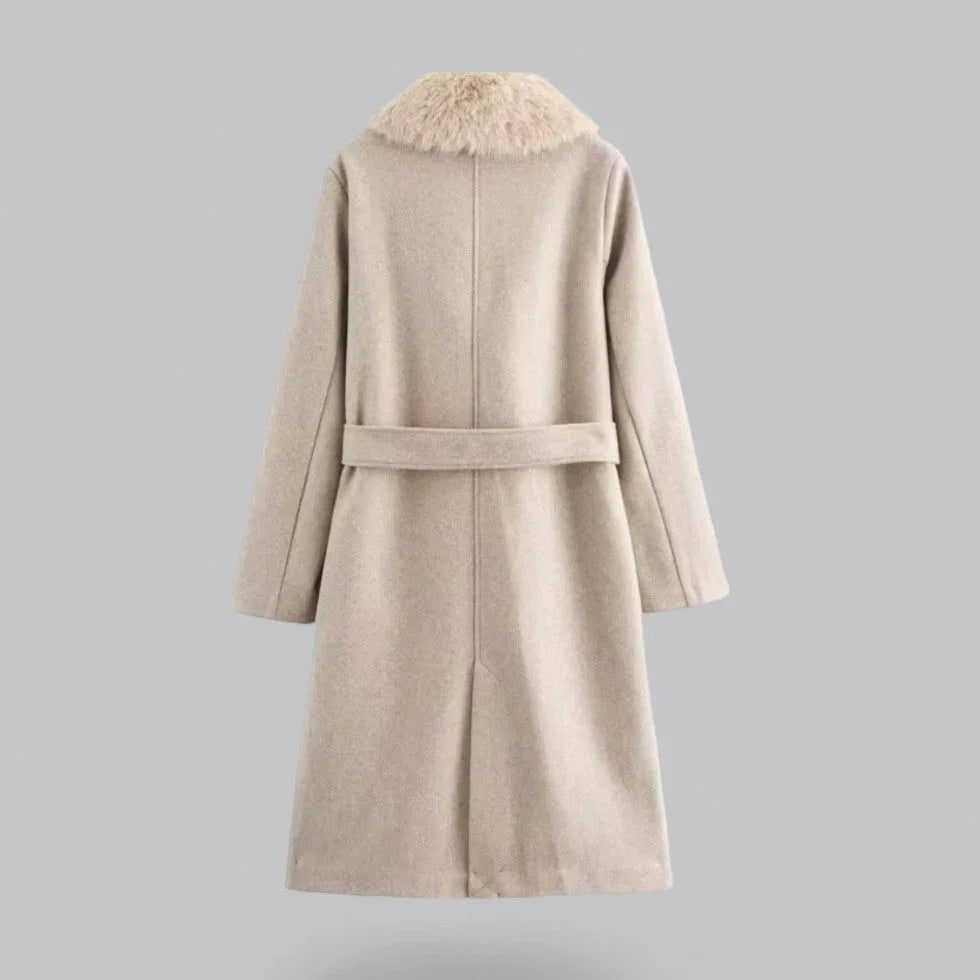 Damen Trenchcoat mit Pelzbesatz 1