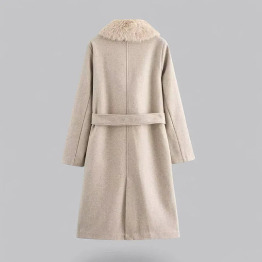 Damen Trenchcoat mit Pelzbesatz 1