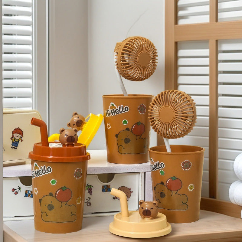 Damen Trinkbecher mit integriertem Strohhalm und Tierdesign 1
