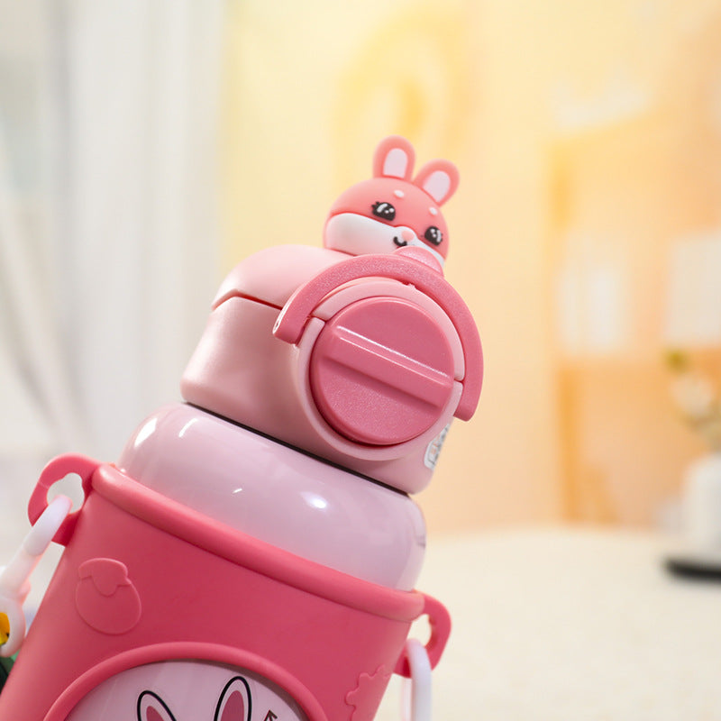 Damen Trinkflasche Frosch-Design mit Tragegurt und Isolierung 2