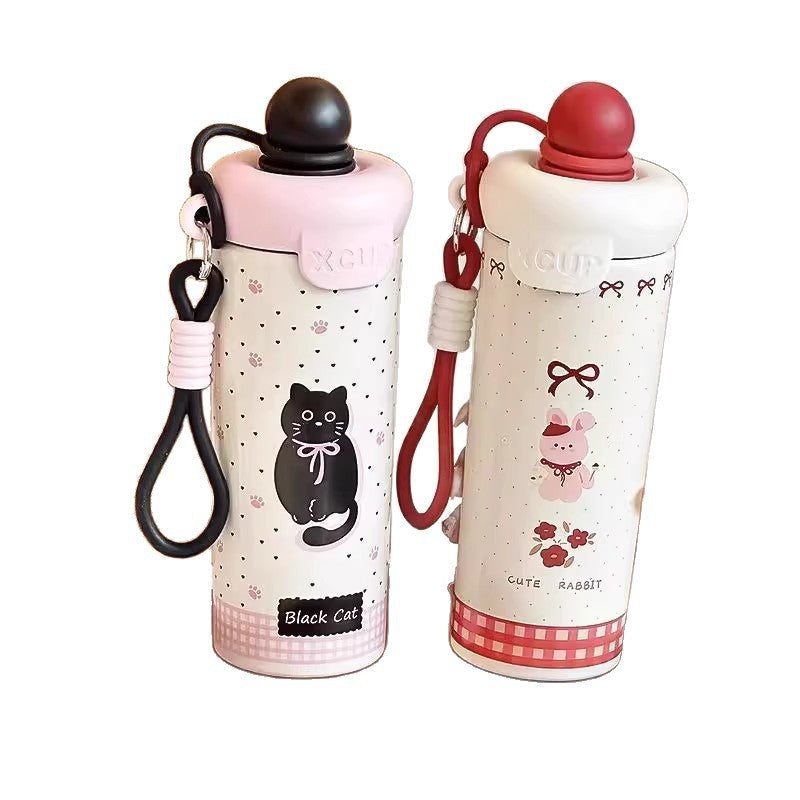 Damen Trinkflasche mit Hasenmotiv für Sport und Freizeit 0