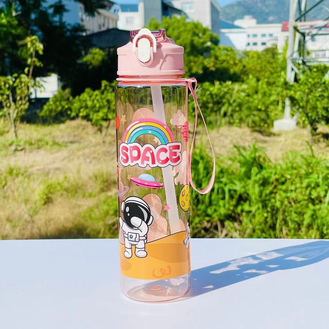 Damen Wasserflasche mit integriertem Strohhalm 0