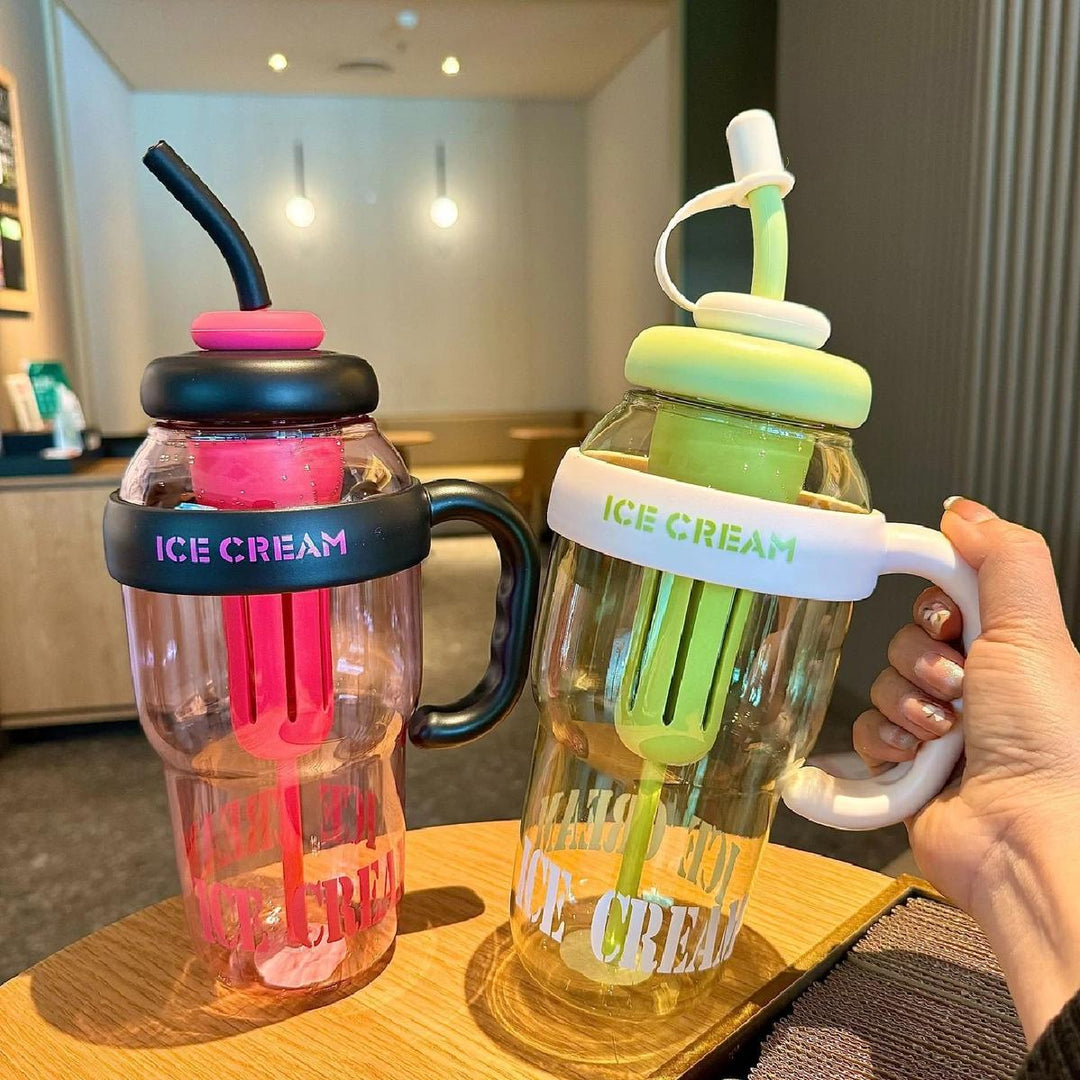 Damen Wasserflasche mit integriertem Strohhalm 2