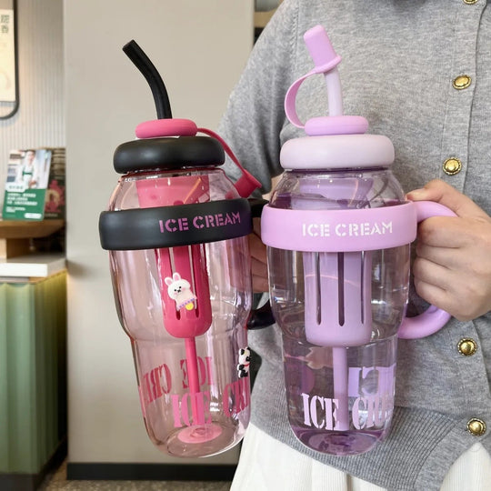 Damen Wasserflasche mit integriertem Strohhalm 4