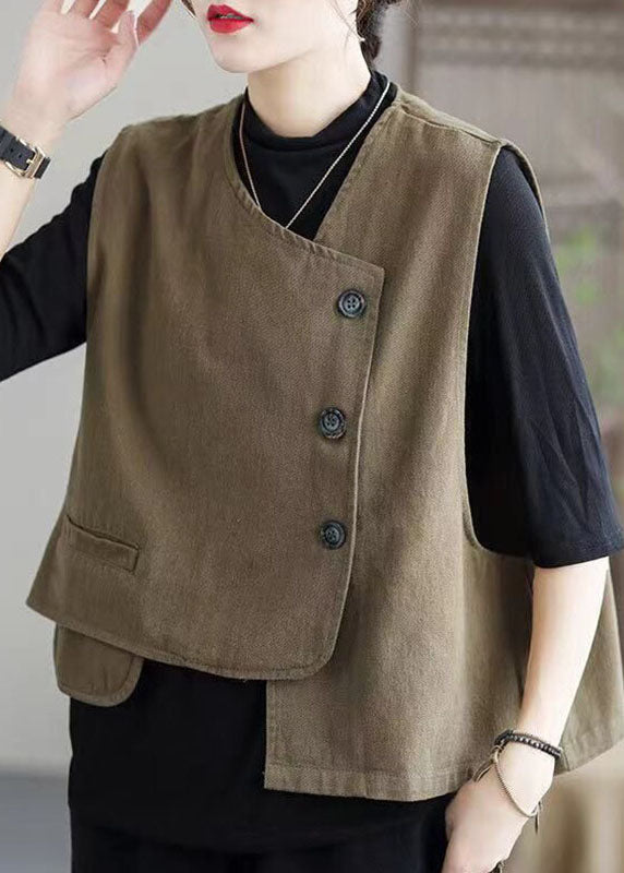 Damen Weste mit asymmetrischem Design und Retro-Knopf 0