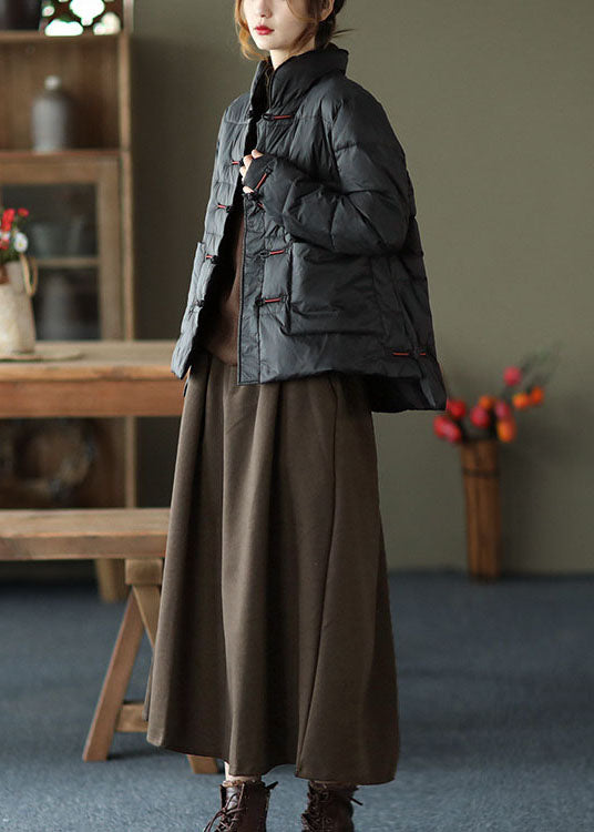 Damen Winter Daunenmantel mit Stehkragen und Knopftaschen 3